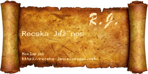 Recska János névjegykártya
